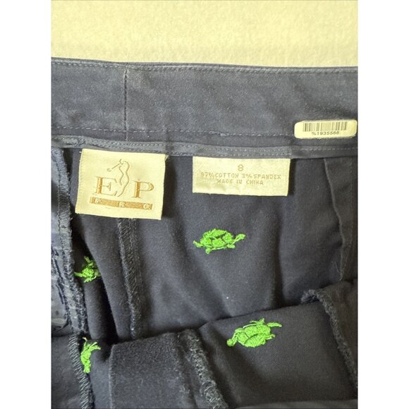 EP Pro Golf Embroidered Cropped Capri Pants Stretch Navy Blue Size 8 With Turtle - Picture 4 of 8